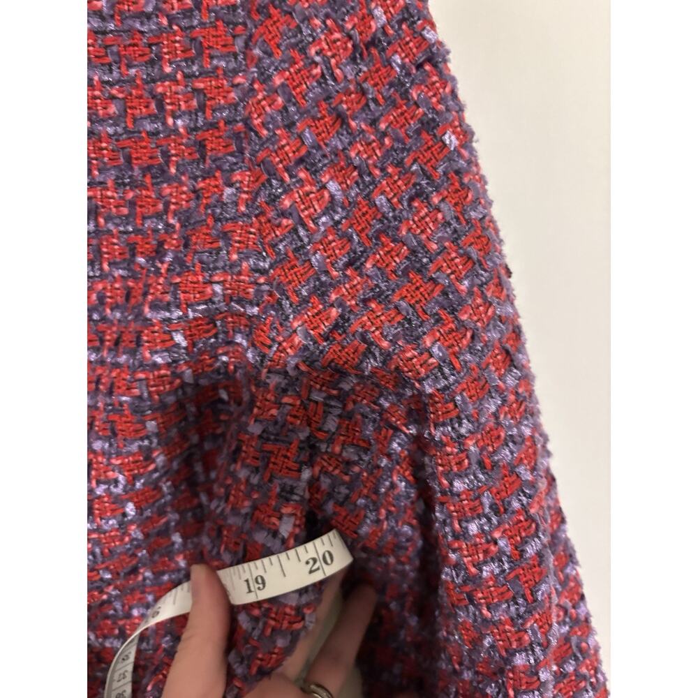 Talbots Blazer Jacke 12 Petite Red Blue Tweed Gold Buttons Cropped Women Elegant - Picture 6 of 9